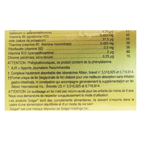 Nutrientes pré-natais Solgar, 120 comprimidos