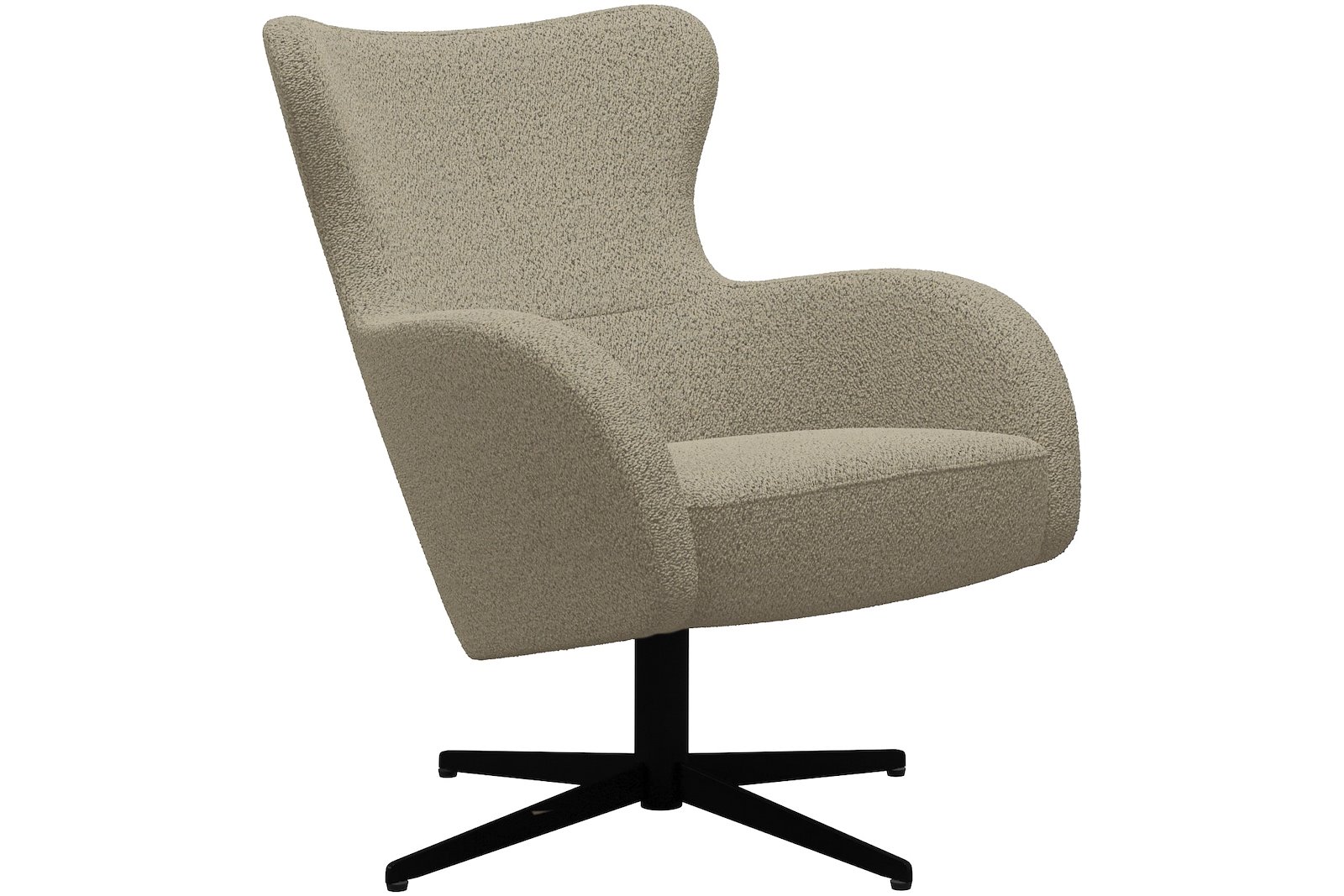 Bella Lounge stol Tekstil Alfa Beige med sortlakkert S04 sokkel