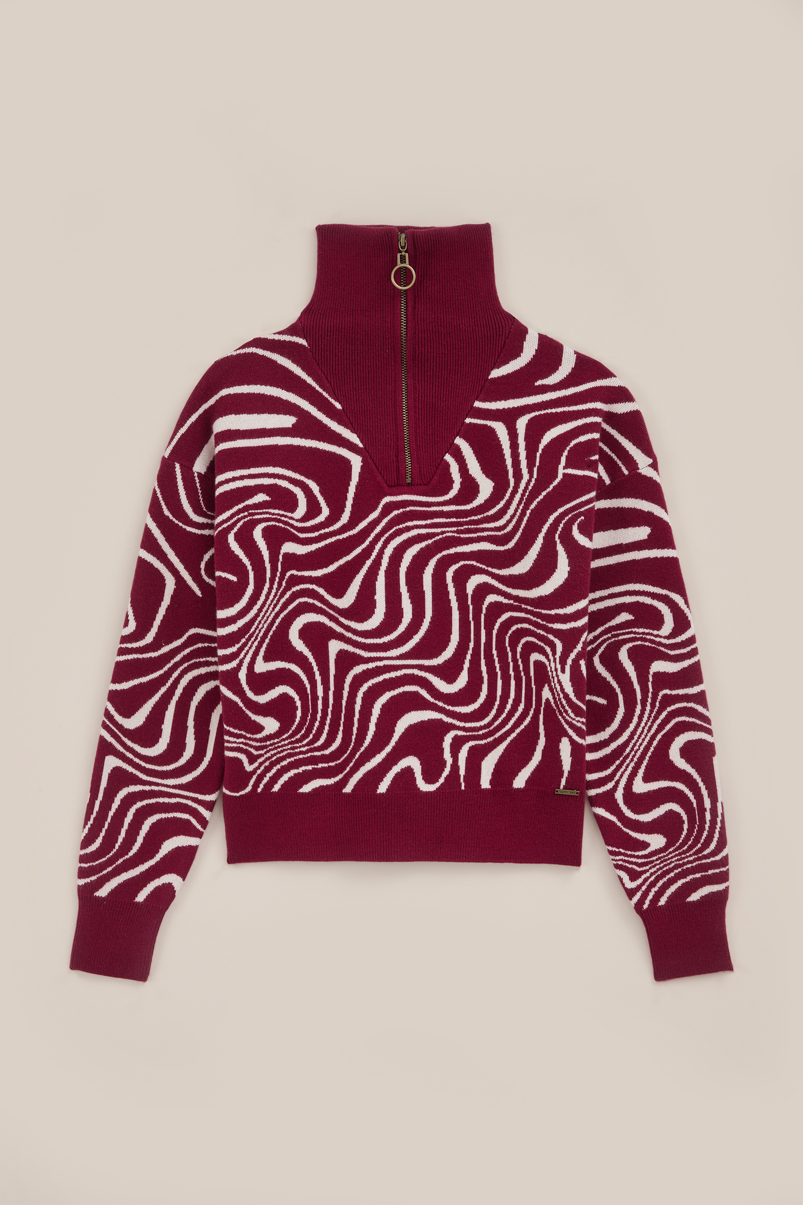 Meisjes gebreide trui met dessin WE Fashion Donkerrood