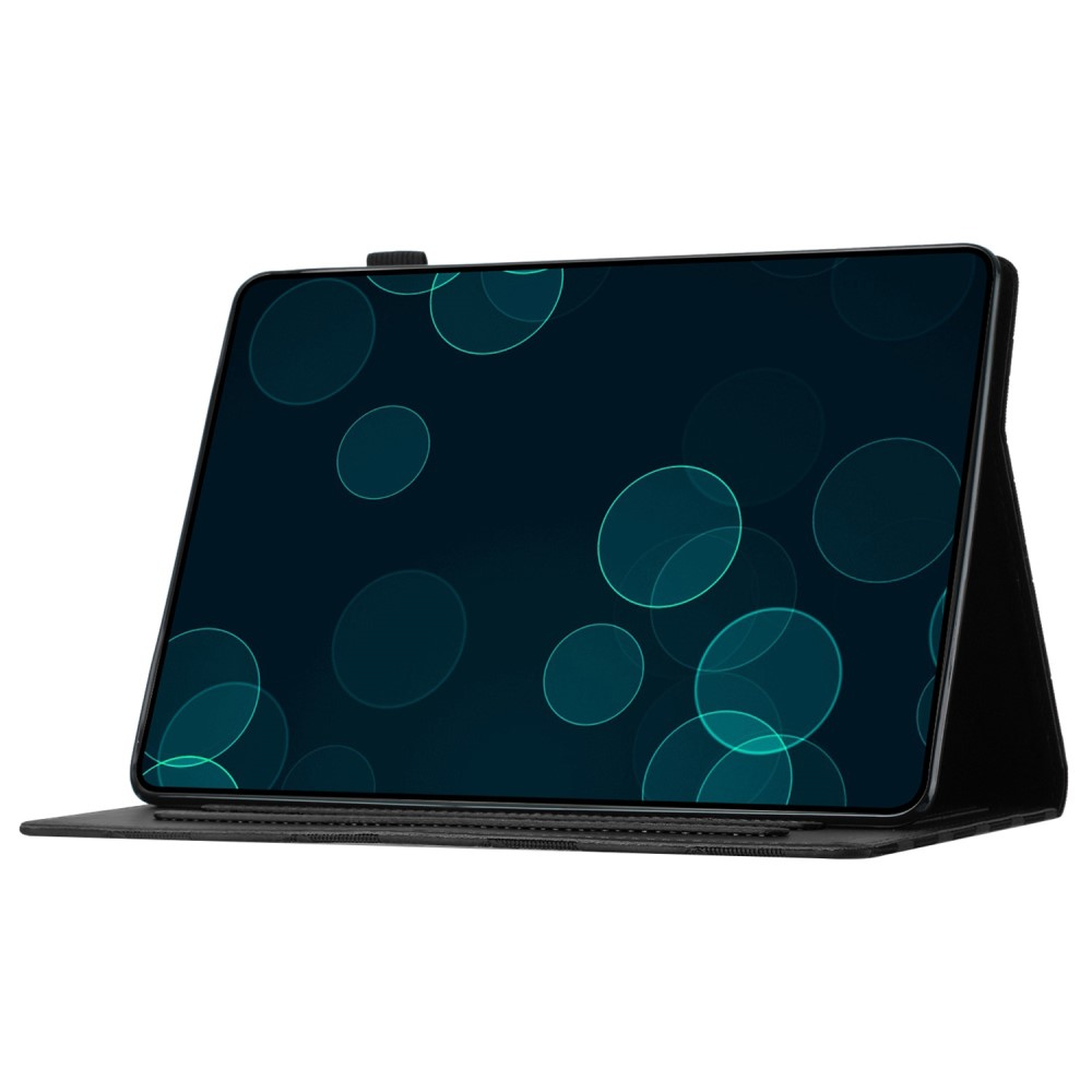 Samsung Galaxy Tab A11  Plus / A9  Plus Leder Tasche Flip Cover mit Magnetverschluss und Kartenfächern im Diamant Look - Schwarz