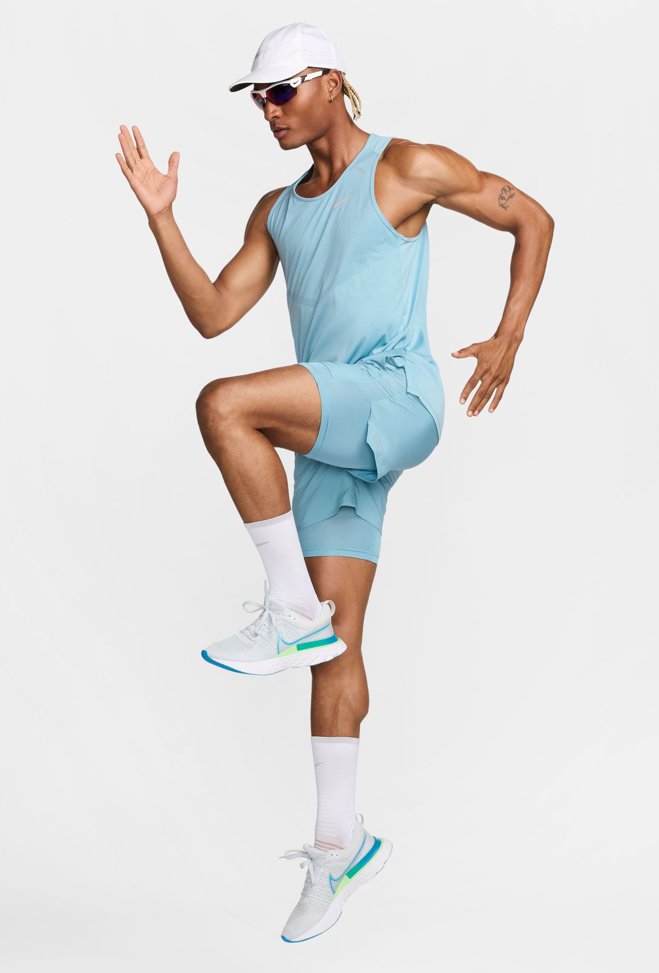 Dri-FIT Rise 365 Running Tank Herre 464/Denim Turquoise/Reflective Silver