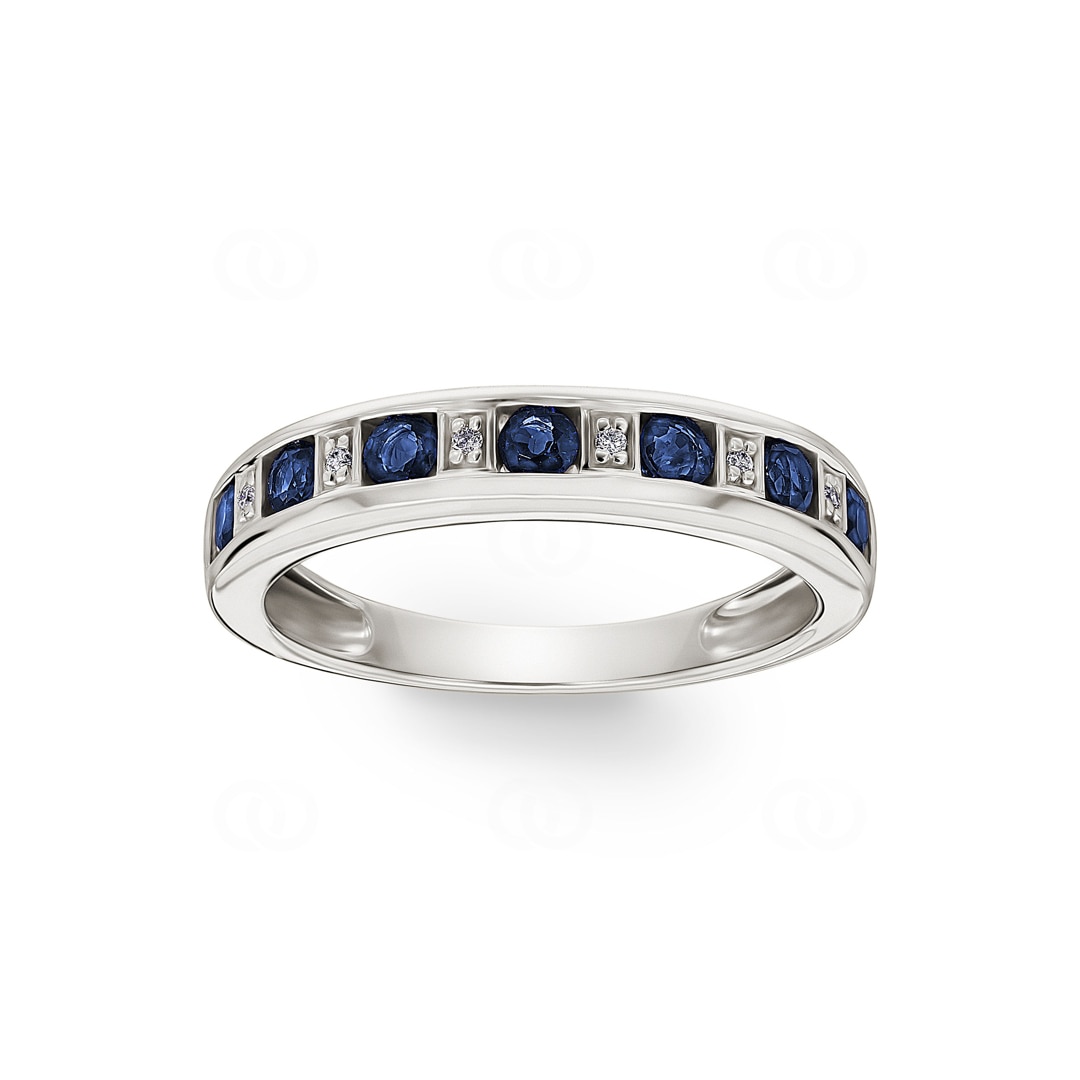 Damenring 750/18 K Weissgold mit Saphiren 0.58ct. und Diamanten 0.02ct.