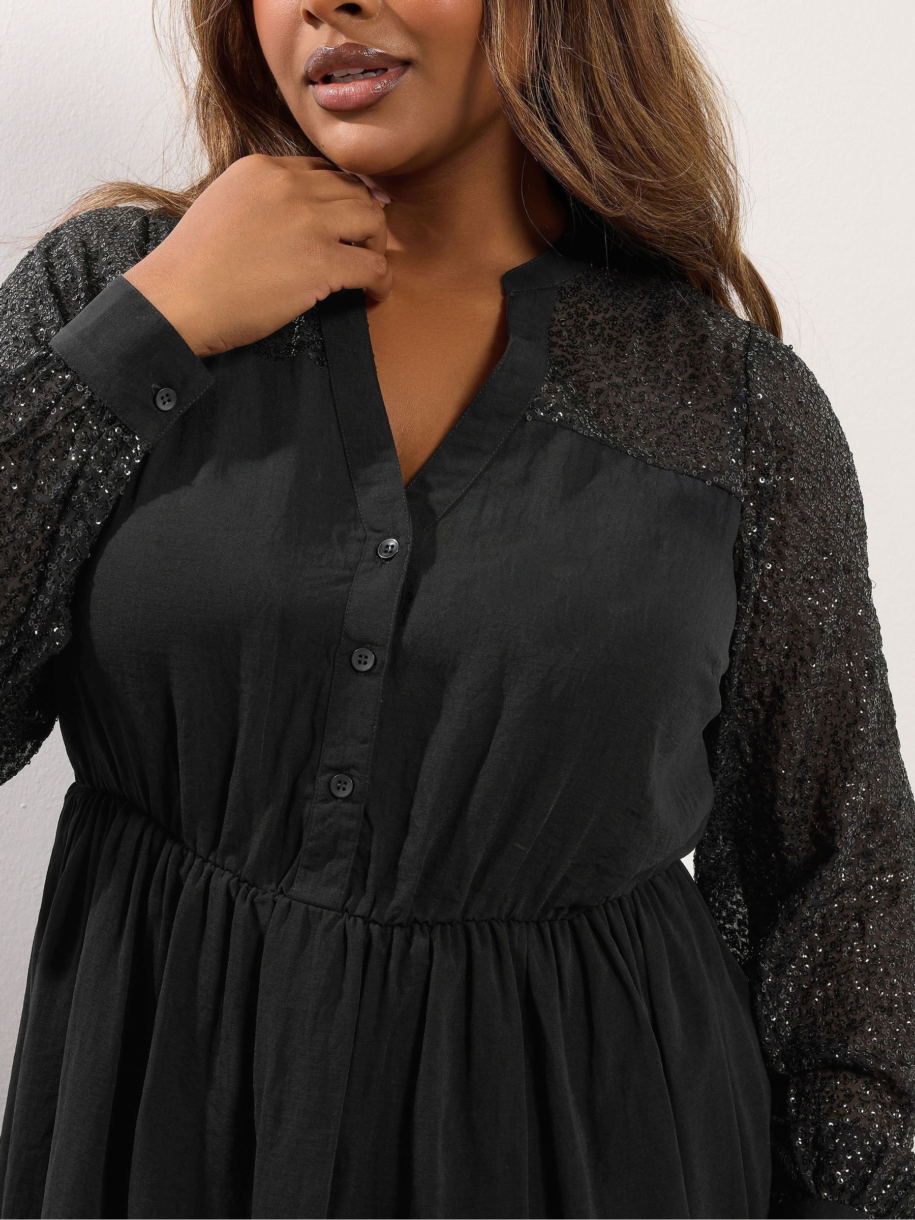 Yours Curve Party Sequin Notchneck Dress
