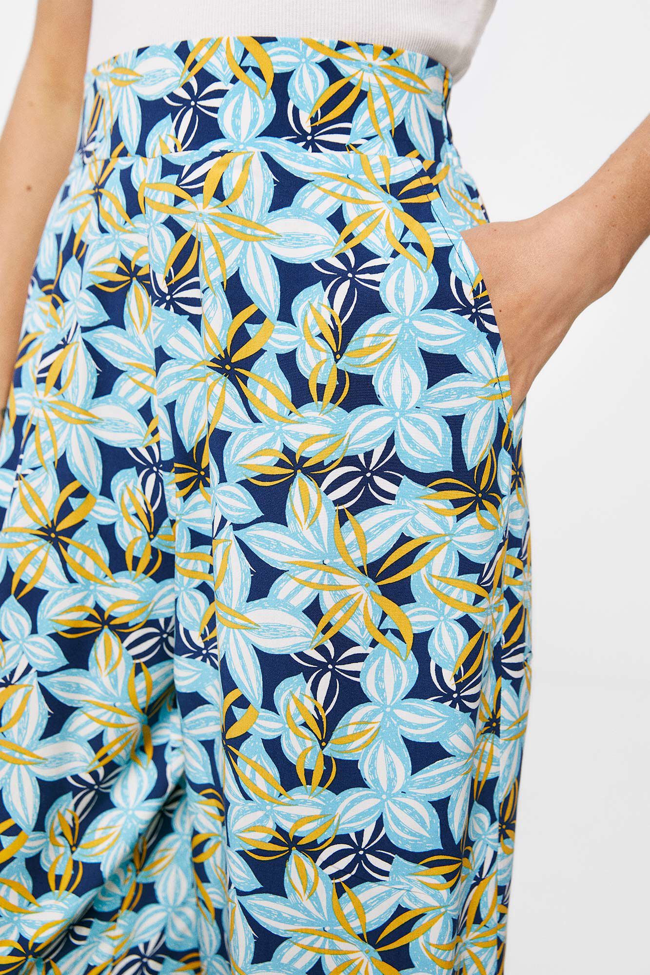 Calças culote estampadas - Estampa azul