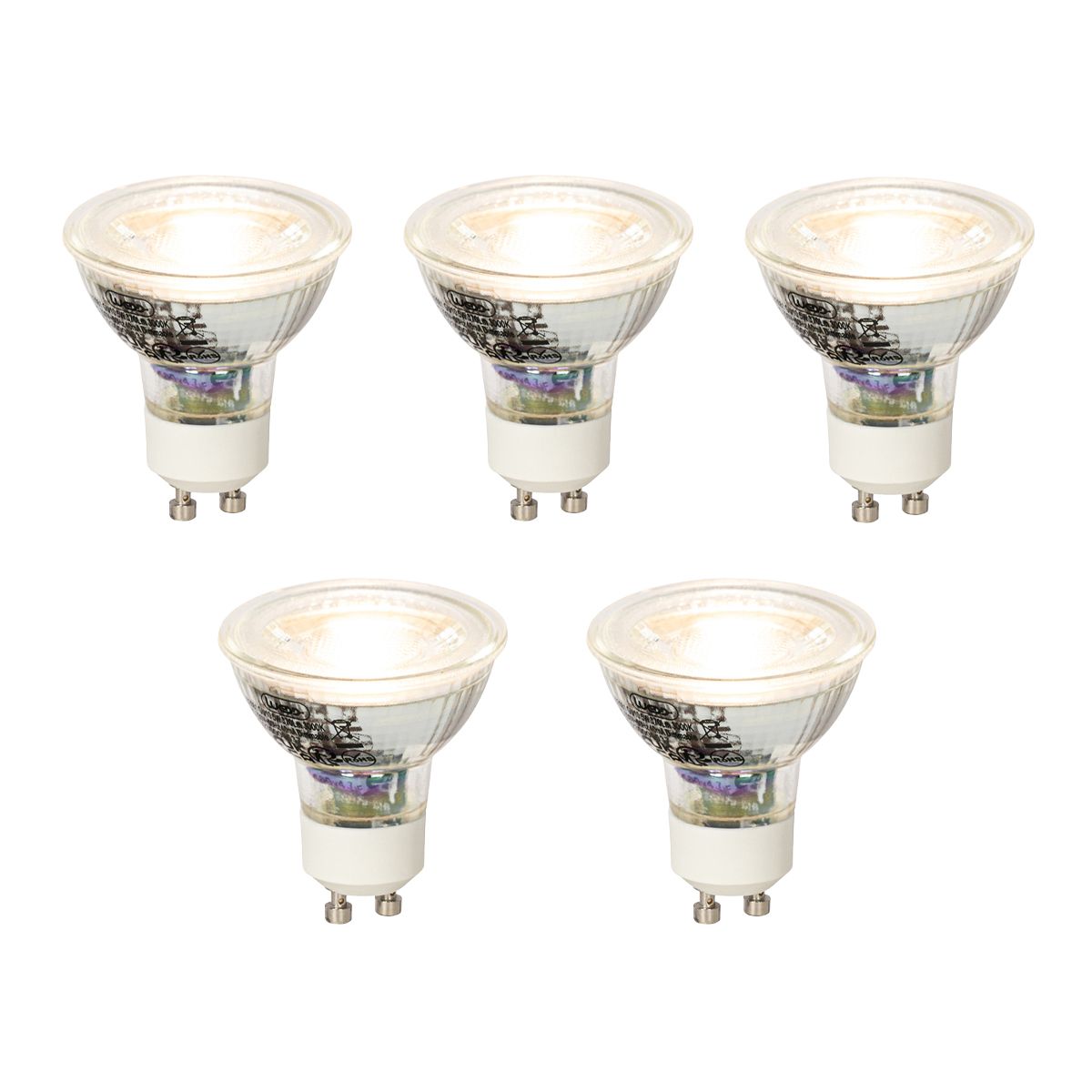 Set van 5 GU10 dimbare LED lamp 5W 370 lm 3000K