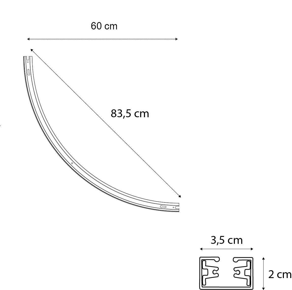 Moderne rail wit 90° gebogen 1-fase - Iconic