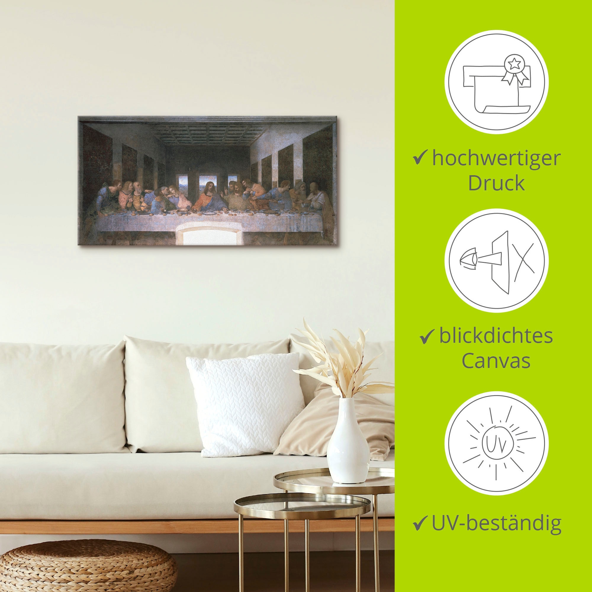 Artland Leinwandbild »Das letzte Abendmahl« Religion 1 Stk. tlg. als Leinwandbild, Wandaufkleber in verschied. Grössen