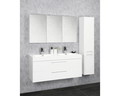 Badkamermeubelset Differnz Somero BxHxD 120 x 57 x 38 cm, frontkleur wit hoogglans met wastafel in mineraal gegoten wit