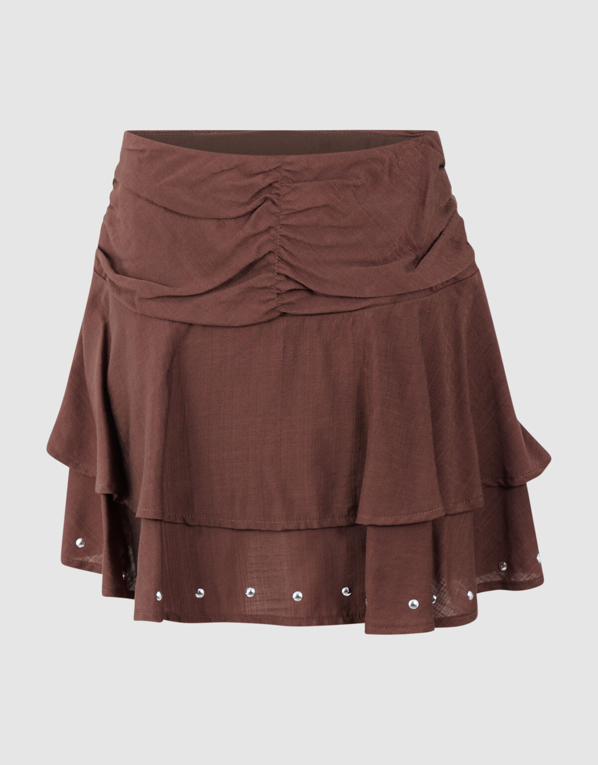 Ruffle Stud Rok Bruin