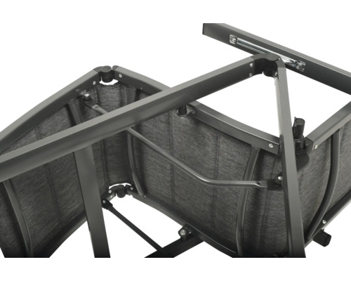Tuinstoel, tuinfauteuil, tuinligstoel, Garden Place Eve, 57 x 74 x 110 cm, aluminium, kunststof, grijze stof, inclusief armleuningen