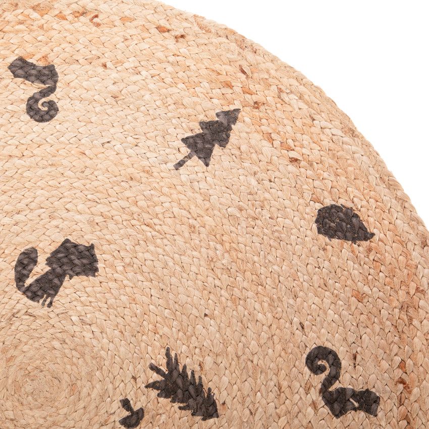 Tapis de chambre rond en jute Nos Petits Amis 100cm - Ecru