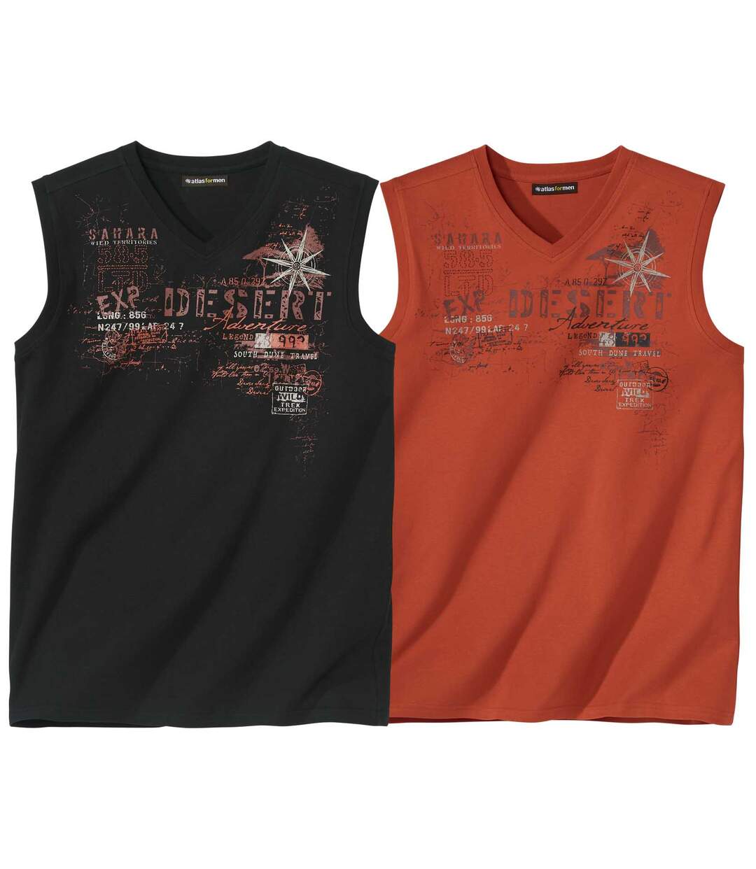 Lot de 2 Tee-Shirts Col V Sans manches Sahara