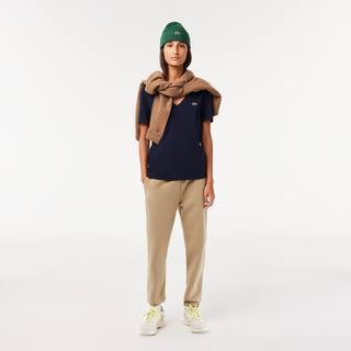T-shirt à col V loose fit en coton uni T-Shirts - Bleu - Lacoste - Femme