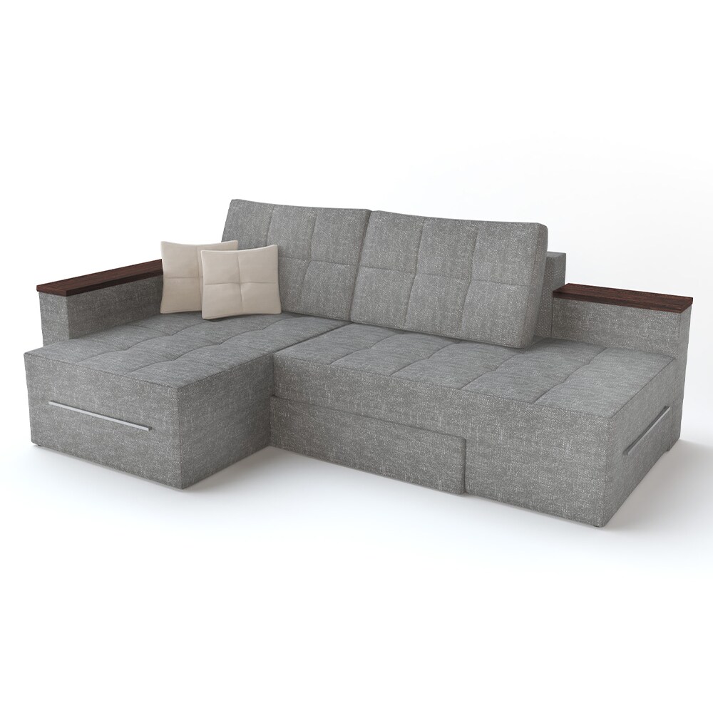 VitaliSpa Ecksofa mit Schlaffunktion 240 x 160 cm Grau - Eckcouch Sofa Couch Schlafsofa Taschenfederkern
