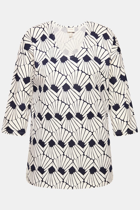 Pyjama-Shirt, V-Ausschnitt, 3/4-Arm, Biobaumwolle