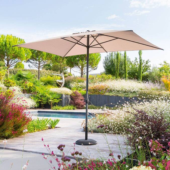 Parasol droit rectangulaire inclinable LOOMPA Taupe