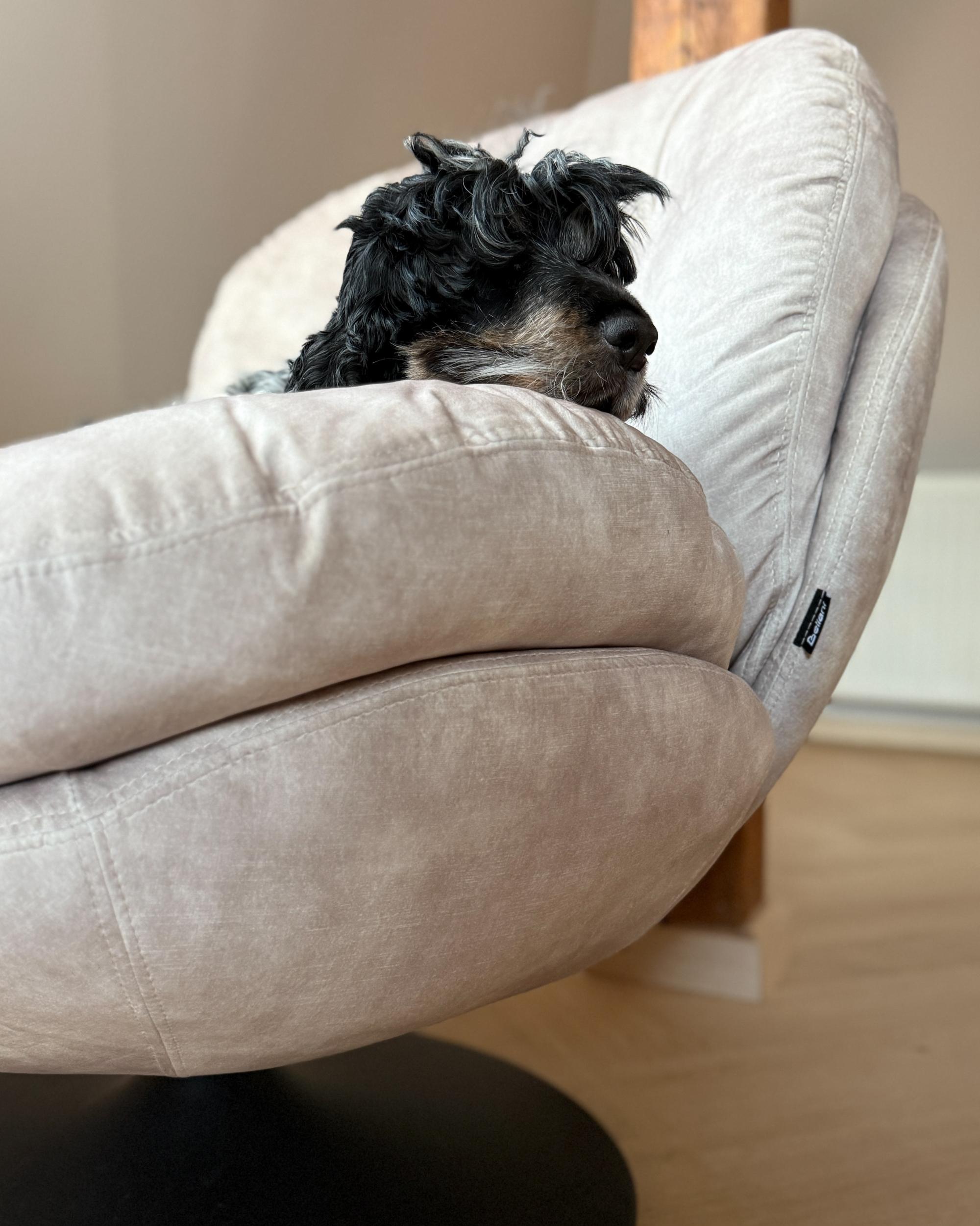 Draaifauteuil NOLVIK Fluweel Lichtbeige