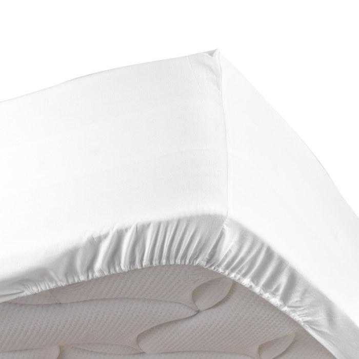 DRAP HOUSSE 2 PERSONNES 180X200 CM PERCALE UNI BLANC