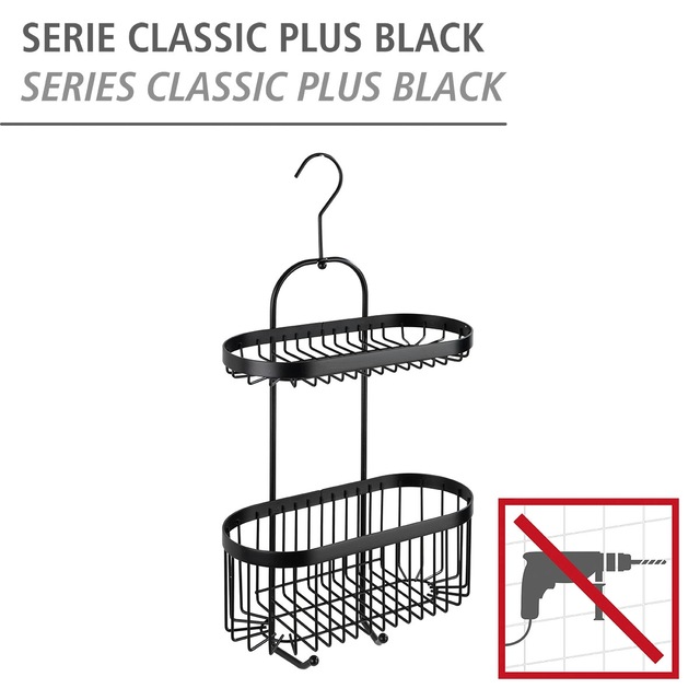 WENKO Badregal »Classic Plus Black« 1 Ablage, 1 Korb