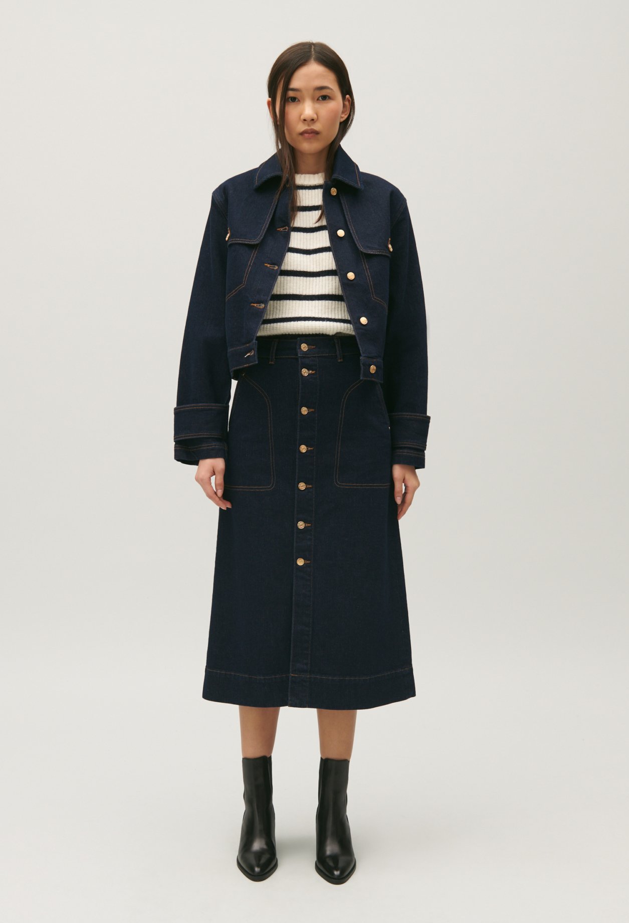 Veste jean bleu brut