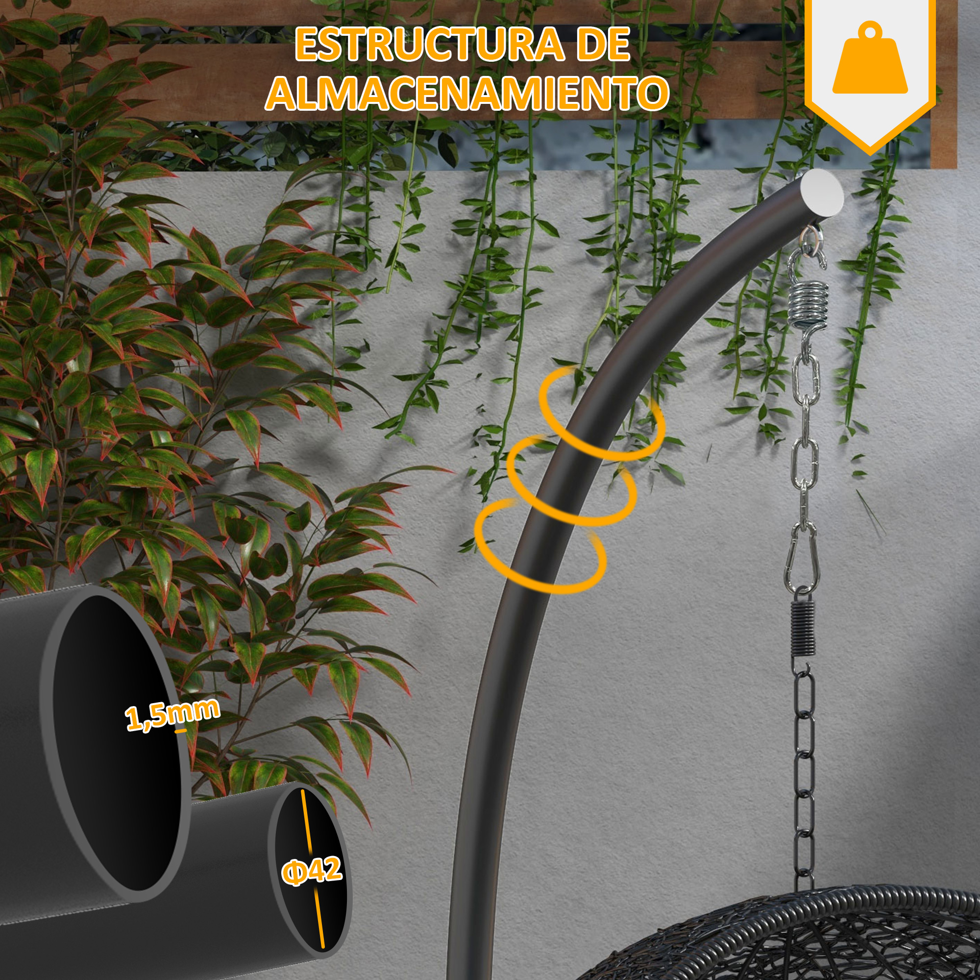 Suporte para cadeira suspensa Outsunny, preto
