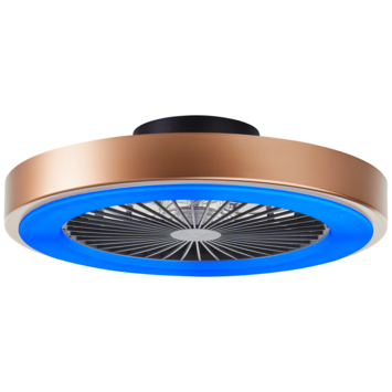 Brilliant plafondventilator Slimline met lamp en RGB functie 40W goud