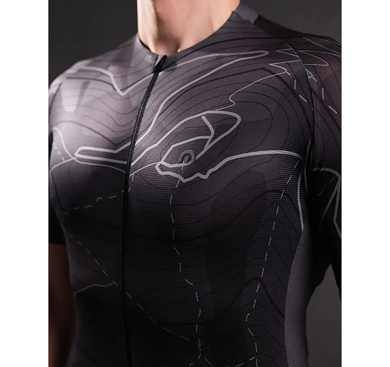 Megmeister Aero Topo Print Summer Fietsshirt Korte Mouwen Grijs Heren