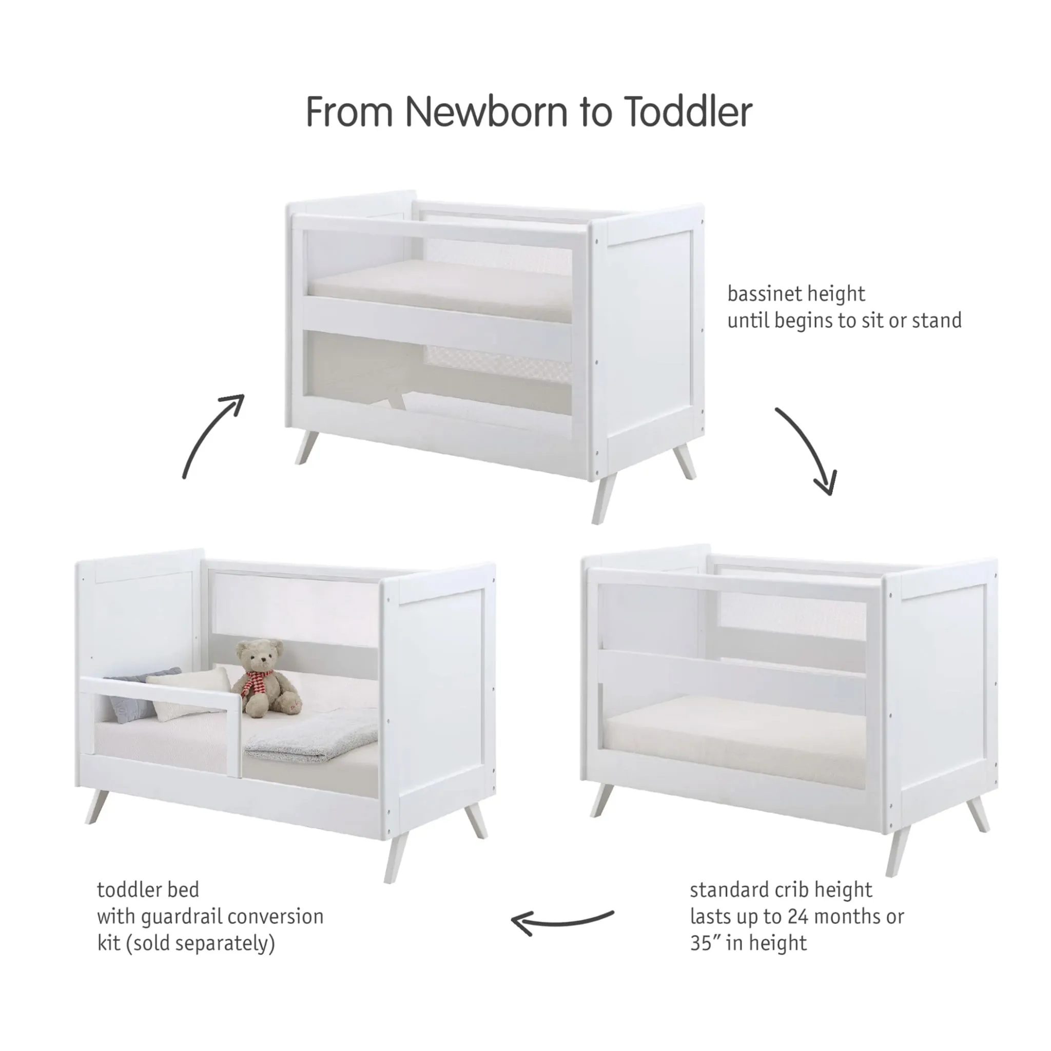BreathableBaby Option de jour pour Couchette Convertible Breathable™ Mesh 3-in-1 - Blanc