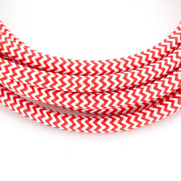 Câble en textile rouge et blanc Chacon 3m 2 x 0,75mm²