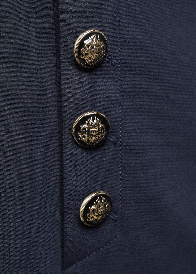 MANGO Cropped button trousers Navy