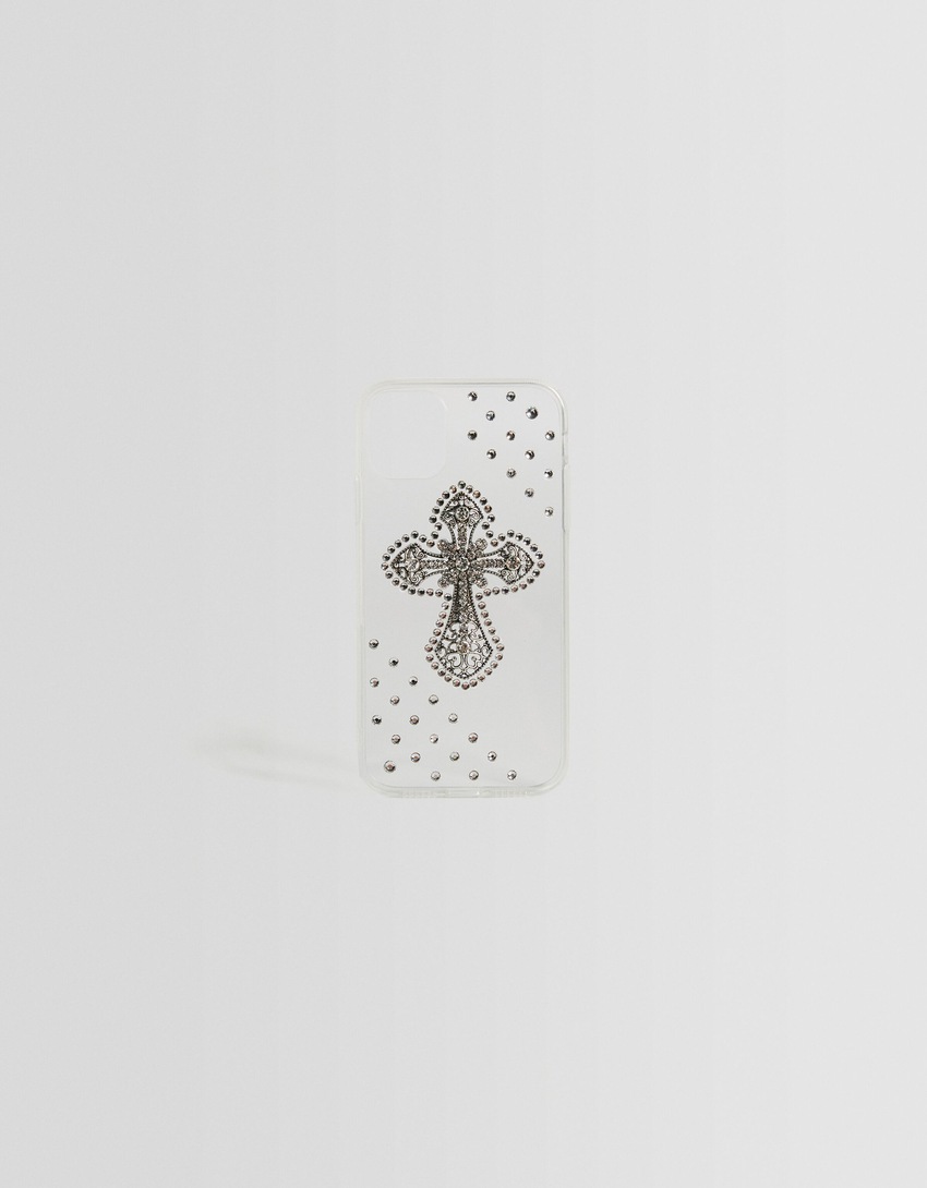 Capa para iPhone com cruz de strass