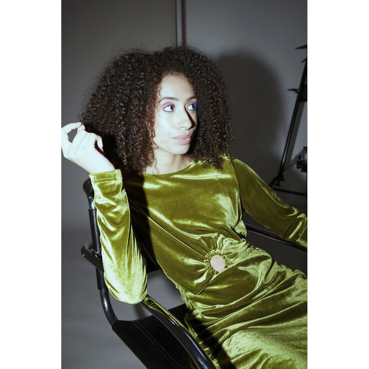 HUNKØN Saga velour dress Dusty green