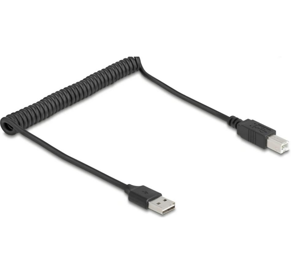 USB 2.0-Spiralkabel USB A - USB B 0.8 mFlexibles Spiralkabel für USB-Verbindungen