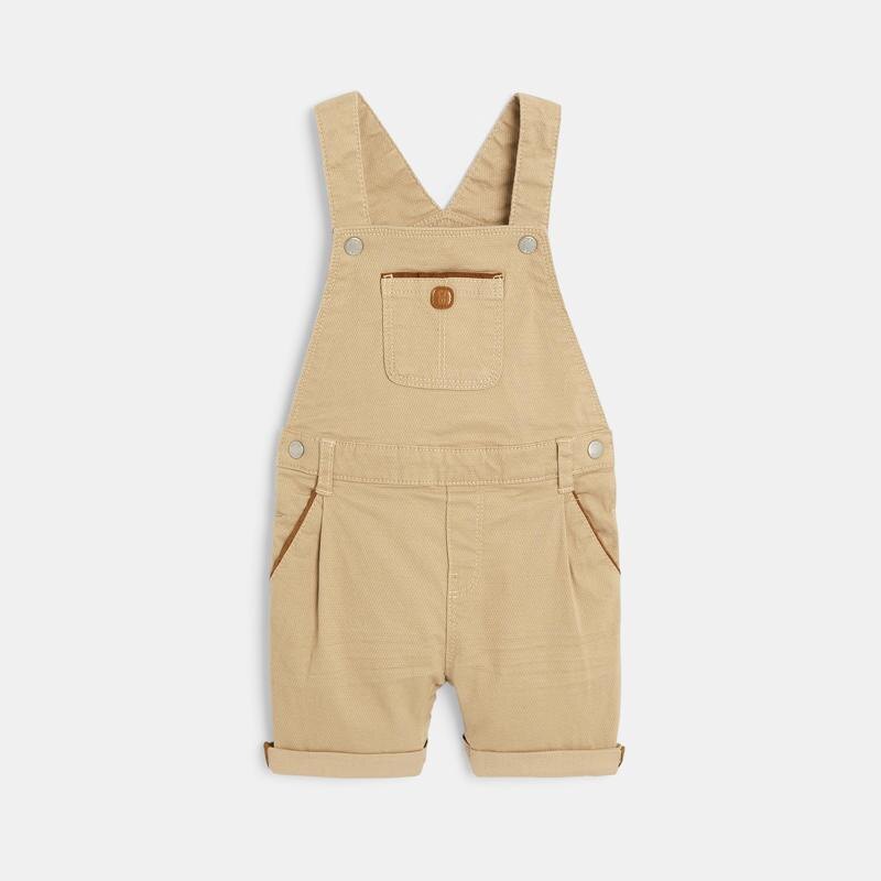 Ensemble salopette courte et polo beige bébé garçon Beige