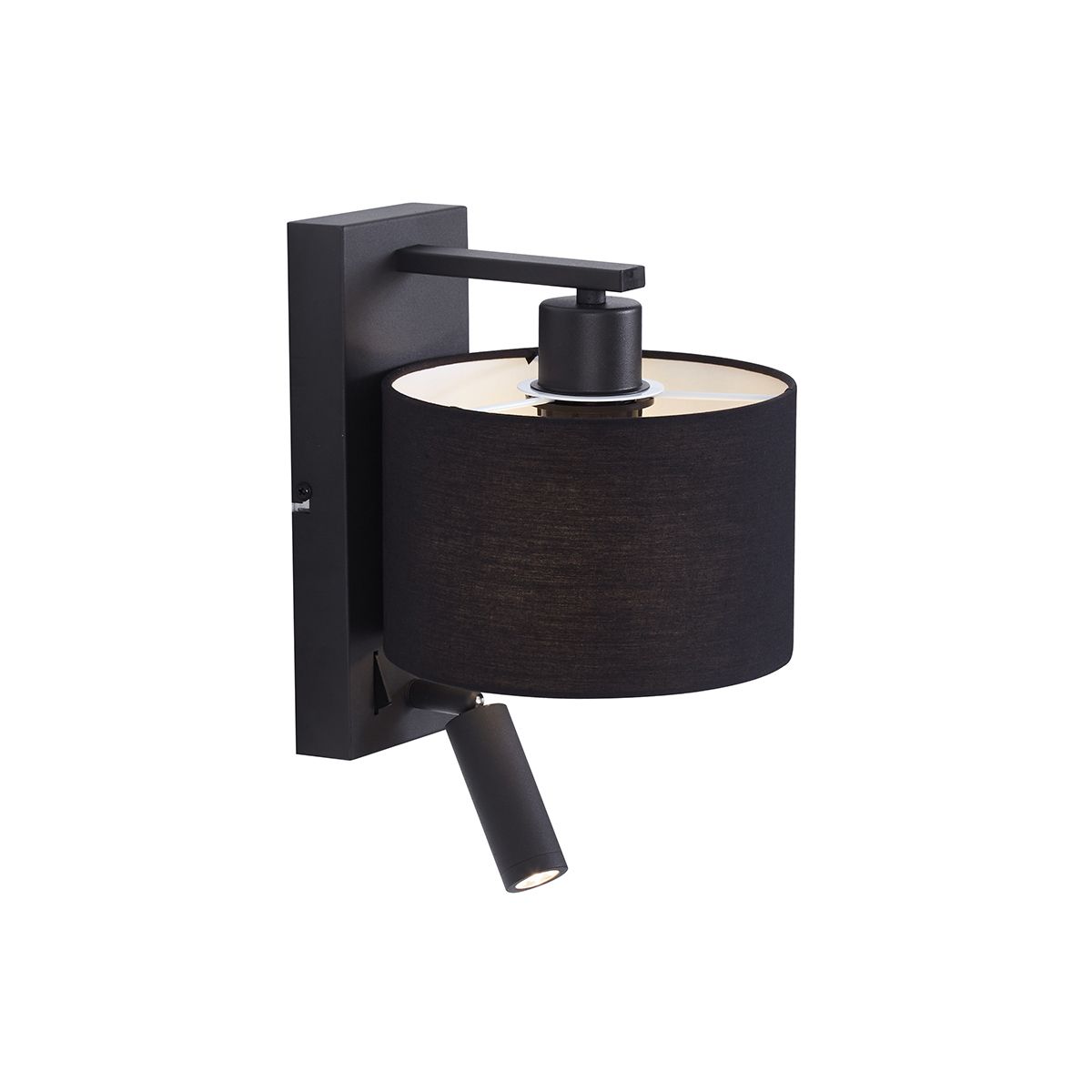Moderne wandlamp zwart rond met leeslamp - Puglia