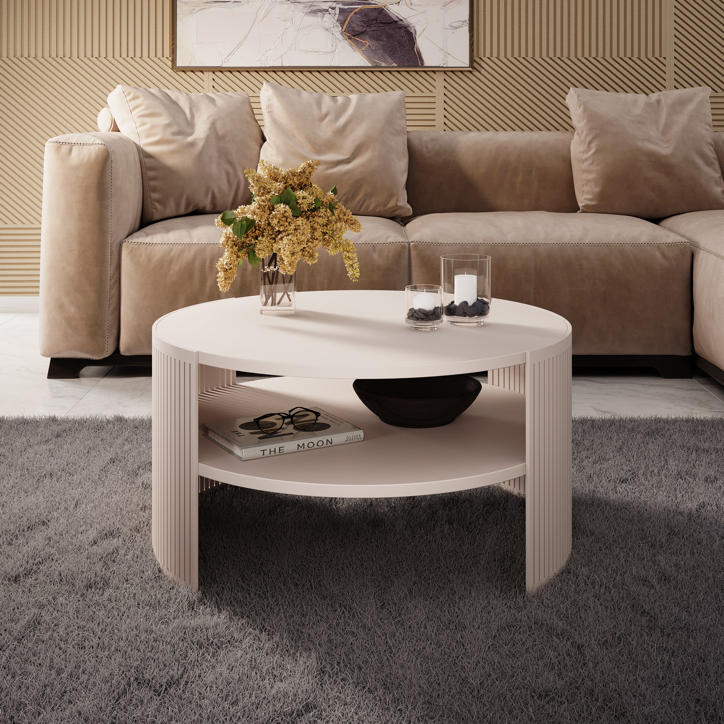 Fender - Salontafel - Beige - 75x75x40 cm