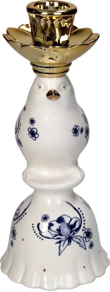 Kandelaar Clara wit / goud 10 x 8 x 21 cm