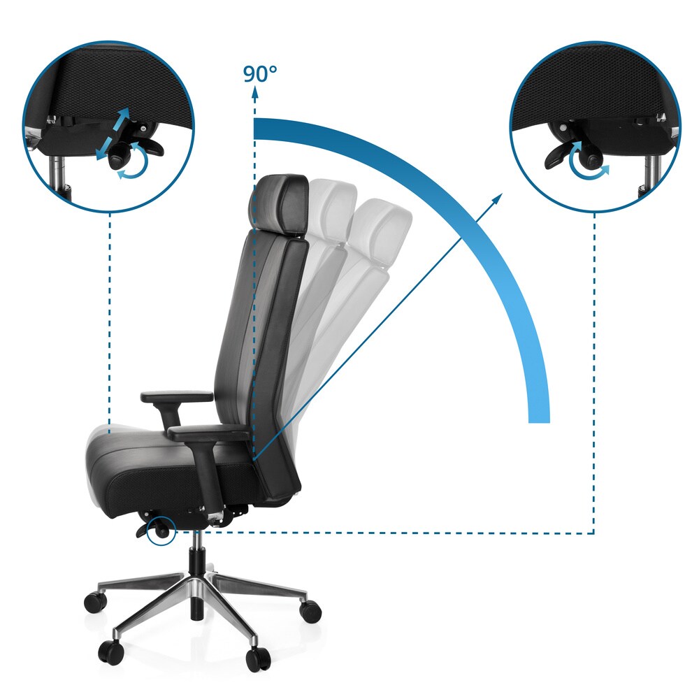 Profi Bürostuhl PRO-TEC XXL Leder mit Armlehnen (höhenverstellbar) hjh OFFICE