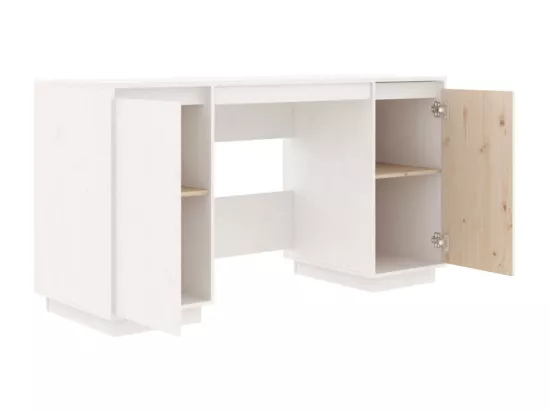 Bureau blanc 140x50x75 cm bois massif de pin
