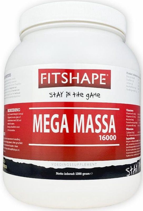 Fitshape - Mega Massa 16000i - Sportdrank - Banaan - 1600g