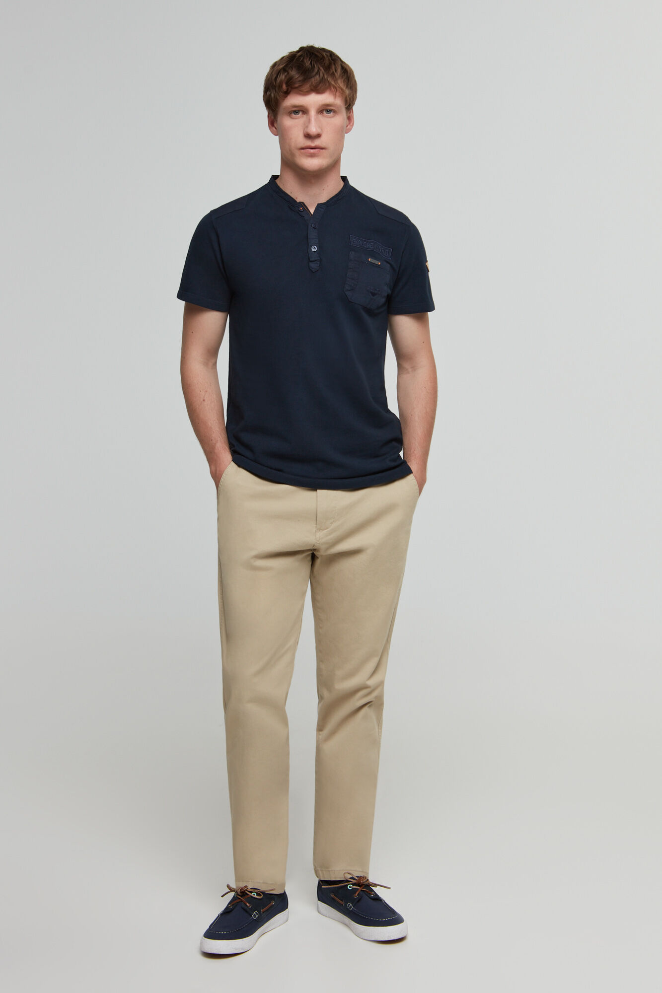 Camiseta de padeiro com botões - Azul Marinho
