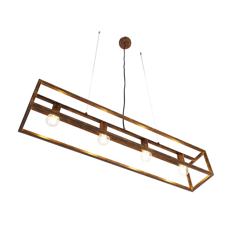 Industriële hanglamp roestbruin 4-lichts - Cage
