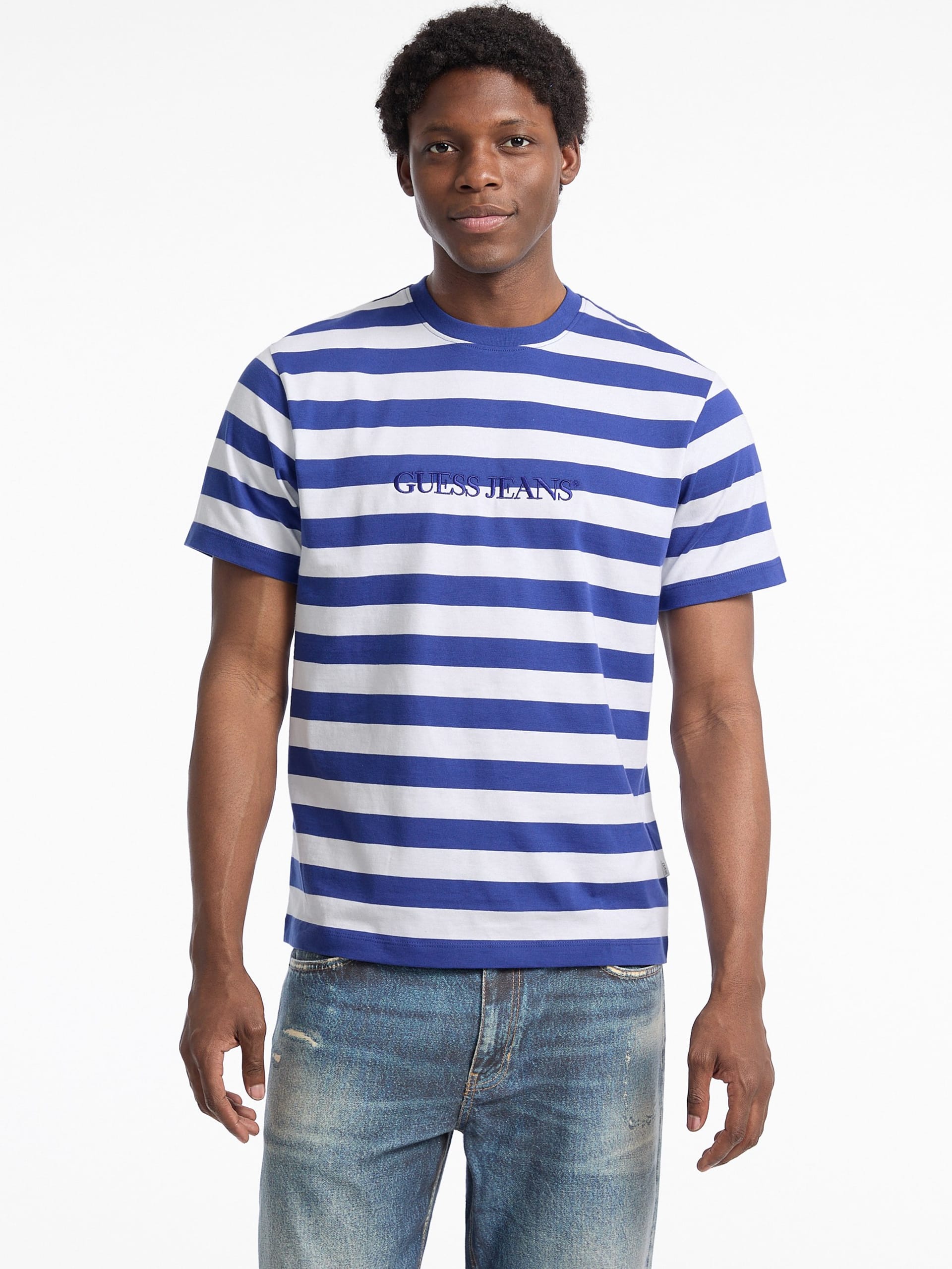 Camiseta com logo listrado