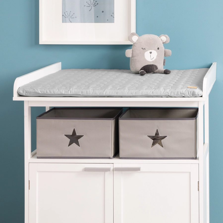 roba Wickelauflage soft Style Silbergraue Sterne 85x75