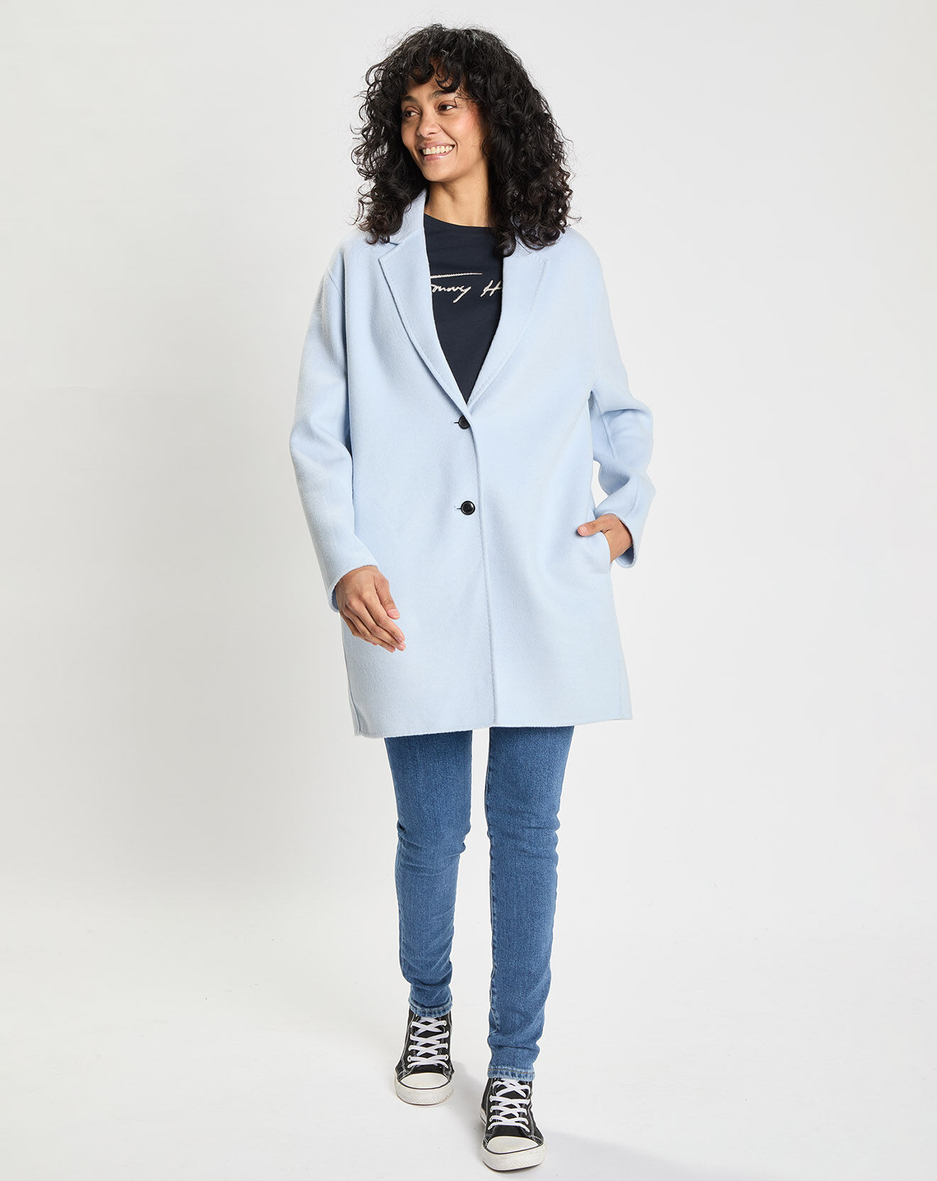 Tommy Hilfiger Manteau en laine double face mélangée  bleu clair