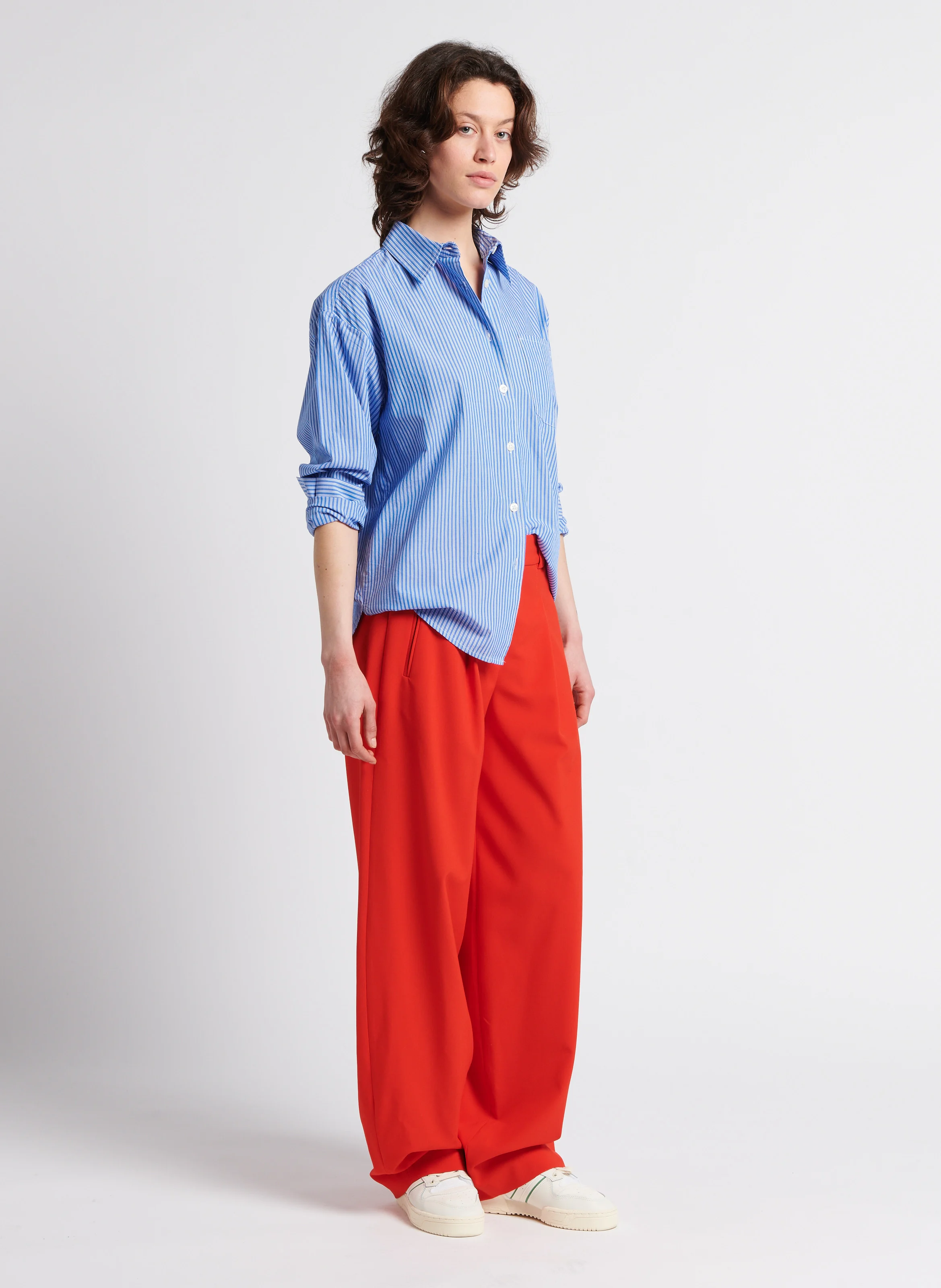 ZATYBAY - Chemise droite rayée en coton | Bleu