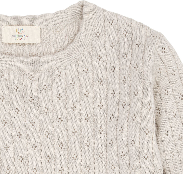 Copenhagen Colors MERINO CLASSIC POINTELLE BLOUSE Pale cream melan
