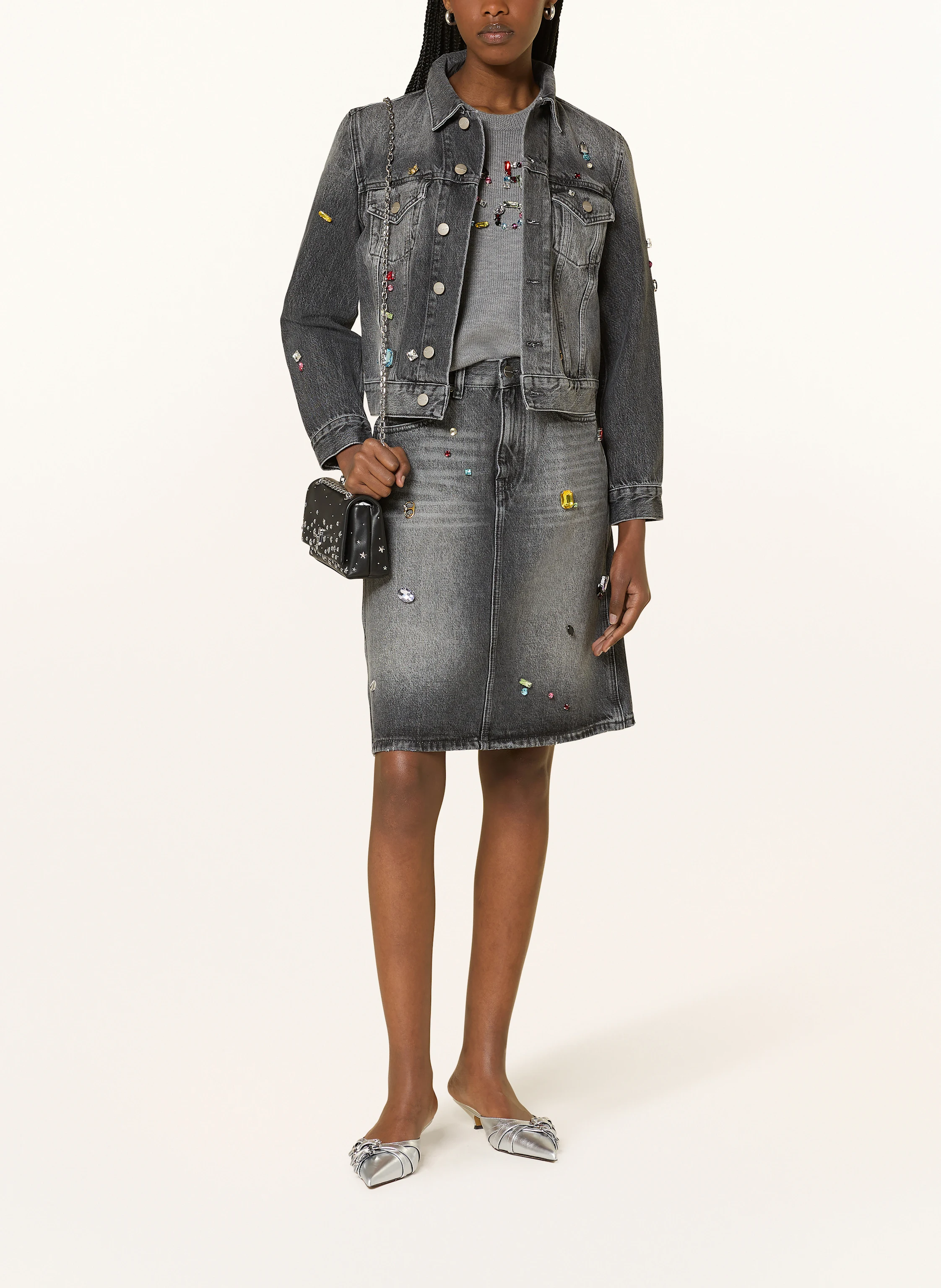 MARC JACOBS Cropped-Jeansjacke mit Schmucksteinen