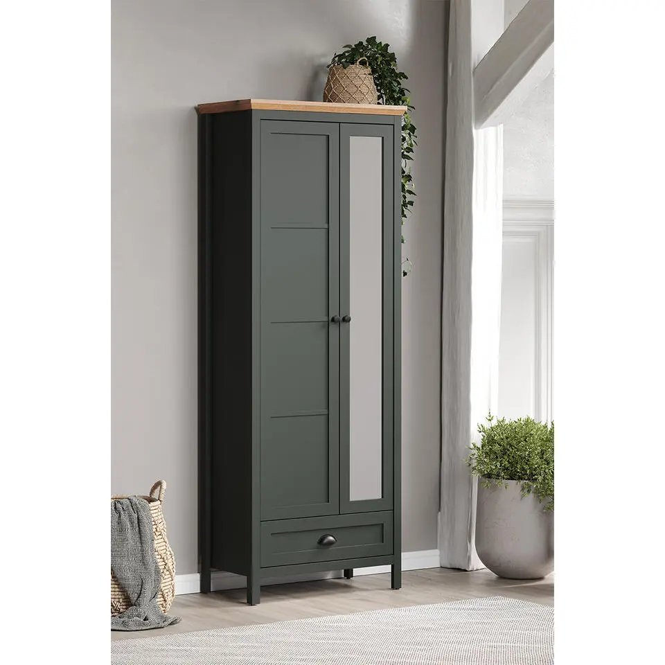 Hioshop Stanton kledingkast groen- eik decor
