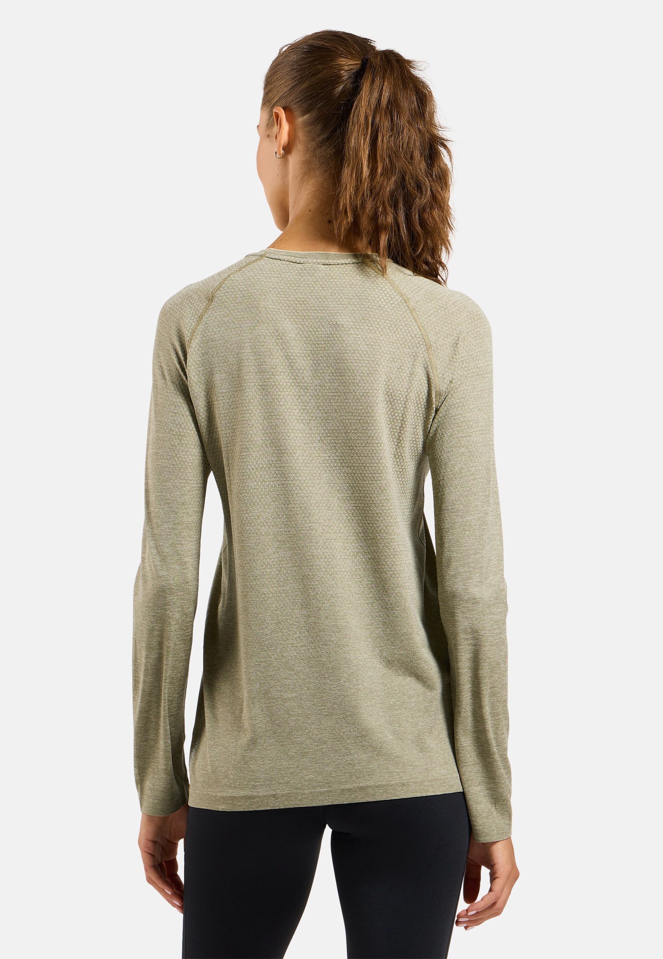 Essentials Seamless Langarm-Laufshirt in vetiver melange